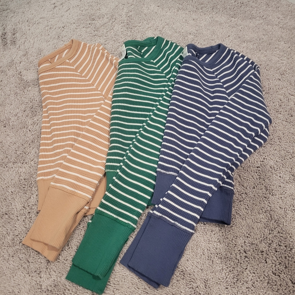 Aerie Long Sleeve Striped Tees - Tan, Green, and Blue